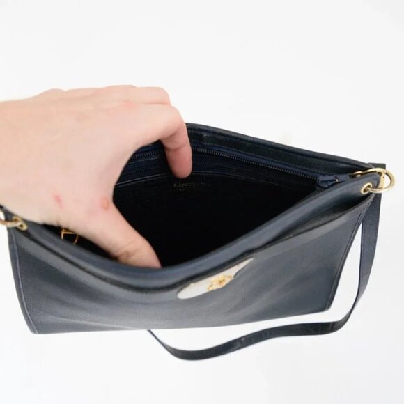 Vintage Christian Dior Navy 1960's Shoulder Bag 100% Leather Purse - Picture 10 of 11